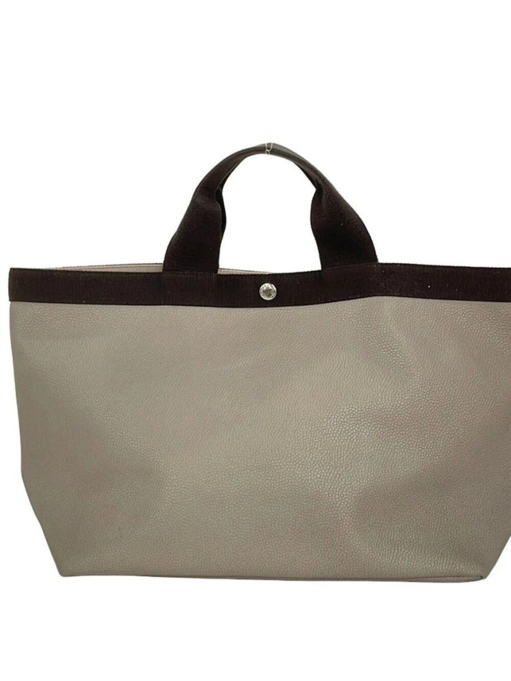 Herve Chapelier Coated Canvas Square Tote A4L Beige Dark Brown Coated Canvas